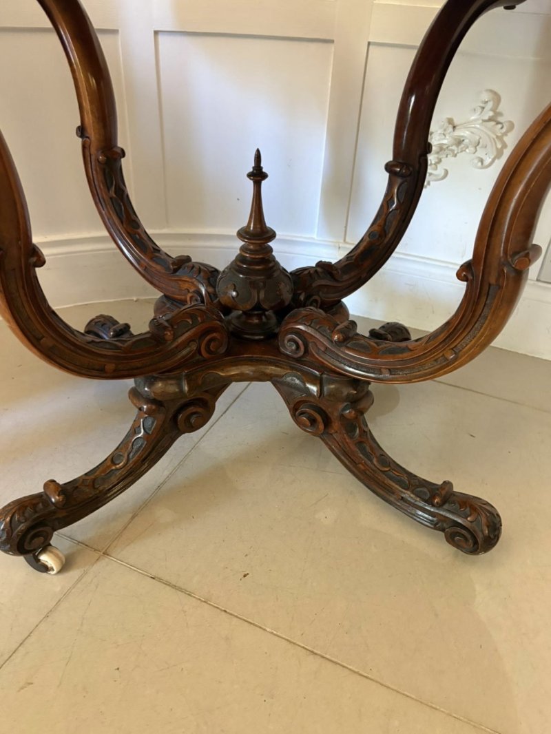 Outstanding Quality Antique Victorian Carved Burr Walnut Centre Table - Image 13